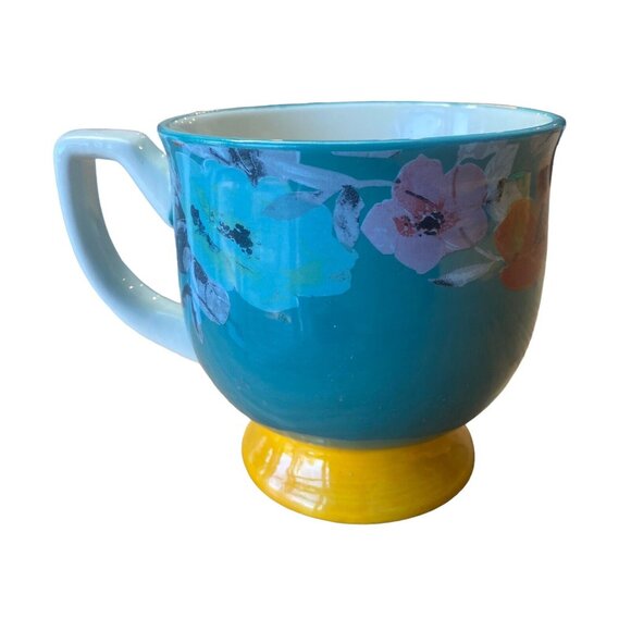 The Pioneer Woman Coffee Tea Mug Cup Teal Green Blue Floral - Picture 3 of 5